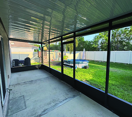 Inside view of screen room transformation project in Winter Haven, Florida.