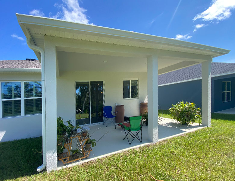 Unscreened rear lanai before installation in Polk County, Florida