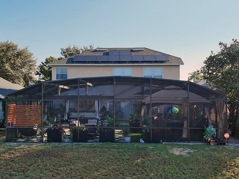 The screen enclosure extension after installation to show gazebo inside of screened in area in Davenport, FL.