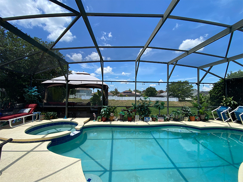 Inside view of pool before screen extension installed by MD Construction.
