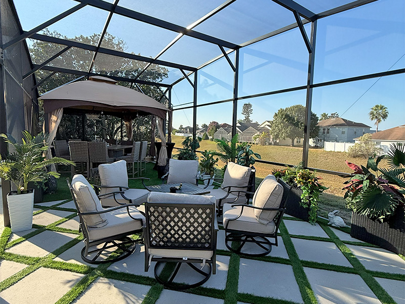 Inside view after screen extension installed by MD Construction in Davenport, FL.