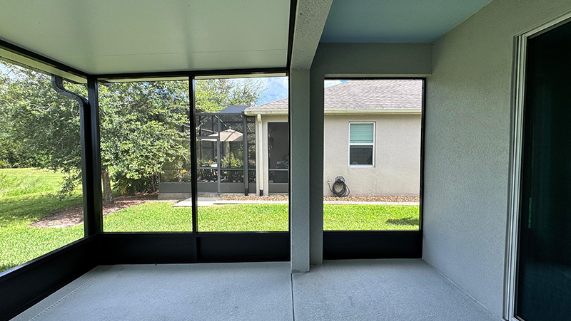 Inside view of screen room installation in St. Cloud.