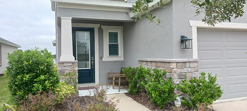 Front entry way before screen enclosure installed in Lakeland, Polk County, Florida.