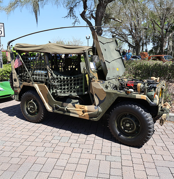 Solivita annual car show US Army MUTT on display. MD construction sponsoring this annual car show as a red corporate sponsor.